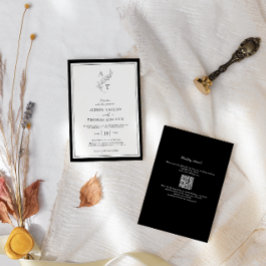 Elegant | Klassisk monogram QR-kod Bröllop Inbjudningar