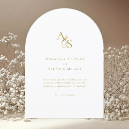 Elegant, Klassisk, Monogram, Vit, Bröllop Inbjudningar