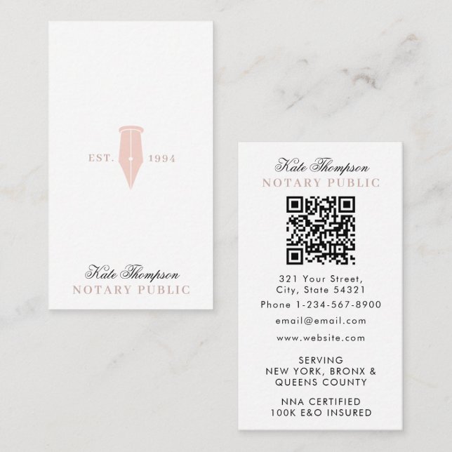 Elegant Klassisk Notarius Signeringsagent QR-kod R Visitkort (Fram/baksida)