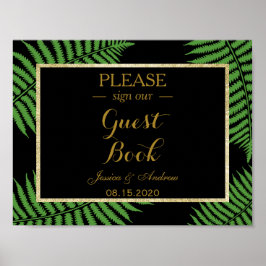 Elegant Klassisk Ormbunke Bröllop Poster