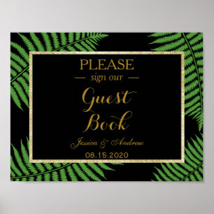 Elegant Klassisk Ormbunke Bröllop Poster