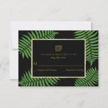 Elegant Klassisk Ormbunke Bröllop RSVP