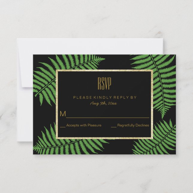 Elegant Klassisk Ormbunksfödelsedag RSVP OSA Kort (Framsida)