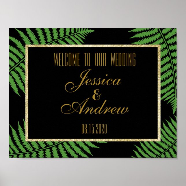 Elegant Klassisk Örnbräken Bröllop Välkommen Poster (Framsidan)