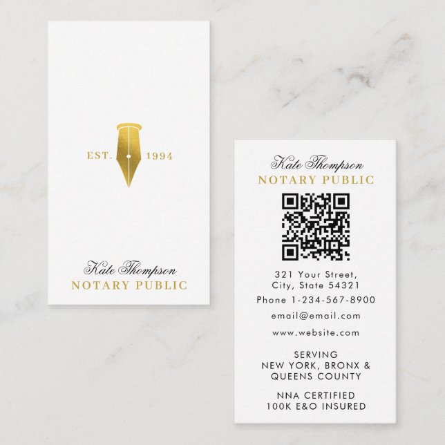 Elegant Klassisk QR-kod för Notarius Publicus med  Visitkort (Fram/baksida)