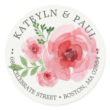 Elegant Klassisk Rosa Blommig Returadress Bröllop