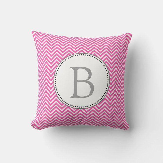 Elegant, klassisk rosa och vit chevron sicksack kudde (Framsida)