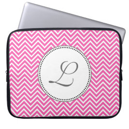 Elegant, klassisk rosa och vit chevron zigzag laptop sleeve