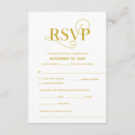 Elegant Klassisk, RSVP,  Guld Font, Svara Tilläggskort