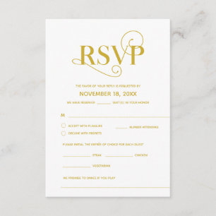 Elegant Klassisk, RSVP, Guld Font, Svara Tilläggskort