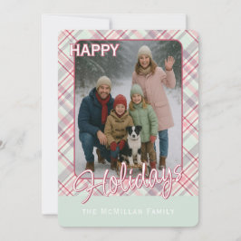 Elegant Klassisk Rustik Rutig Mönster Julkort