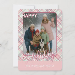 Elegant Klassisk Rustik Rutig Mönster Julkort