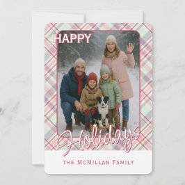 Elegant Klassisk Rustik Rutmönster Julkort