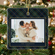 Elegant klassisk rutig familjefoto jul