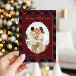 Elegant klassisk rutig familjefoto jul julkort