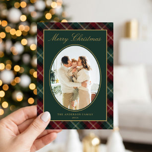Elegant klassisk rutig familjefoto jul julkort