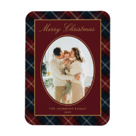 Elegant klassisk rutig familjefoto jul magnet