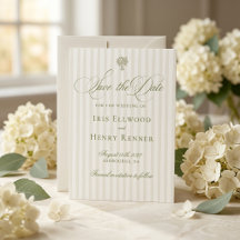 Elegant Klassisk Salvia Grön & Beige Spara Datumet