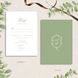 Elegant klassisk salvia grön monogram stämpel bröl OSA kort