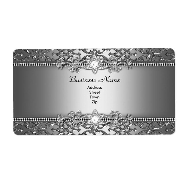 Elegant Klassisk Silver Damask Präglad Juvel Fraktsedel (Framsidan)