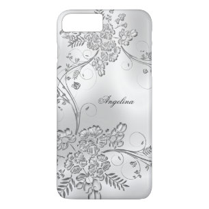 Elegant Klassisk Silver Metall Blommig Utseende