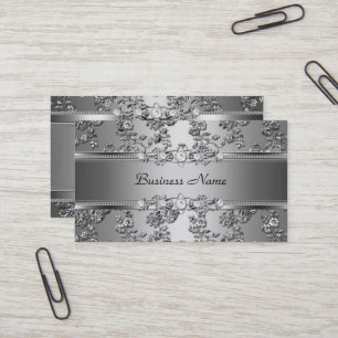 Elegant Klassisk Silver Präglad Diamant Bild Visitkort