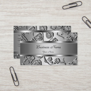 Elegant Klassisk Silver Präglad Utseende Bild Visitkort