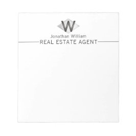 Elegant Klassisk Silver Svart Personlig Monogram Anteckningsblock