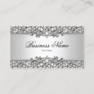Elegant Klassisk Silvergrå Damask Uppdaterad Visitkort