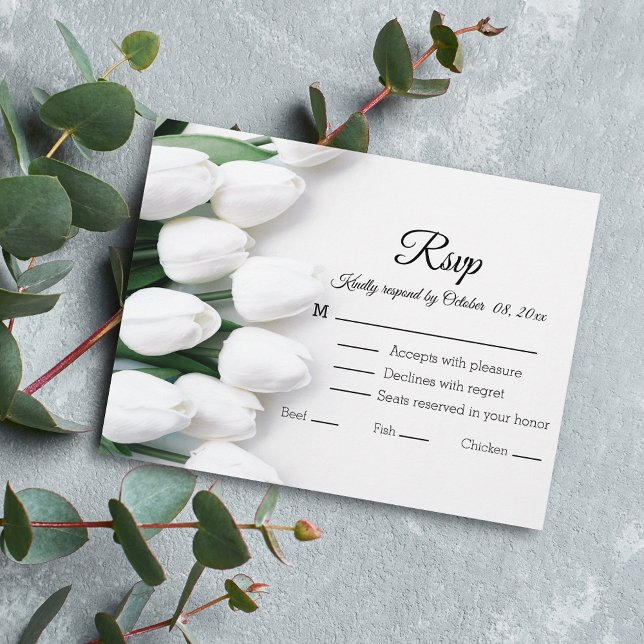 elegant klassisk skript botanisk bröllops-rsvp  vykort (Skapare uppladdad)