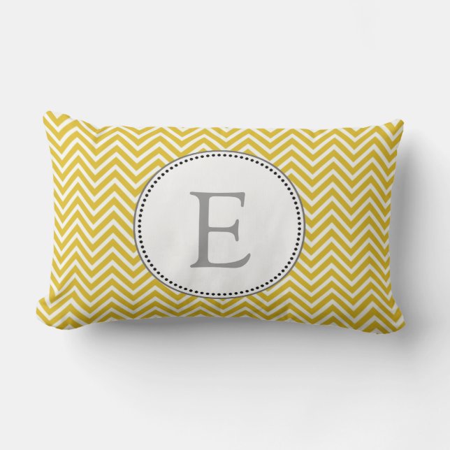 Elegant, klassisk solig gul sicksack-chevron lumbarkudde (Framsida)
