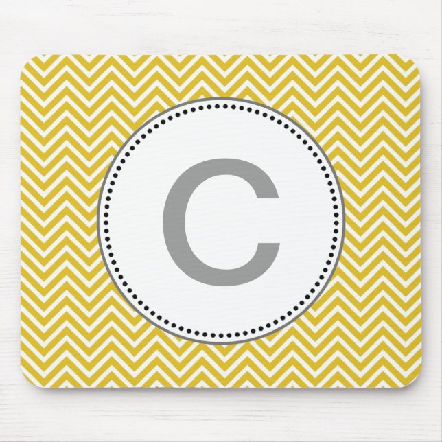 Elegant, klassisk solig gult chevron zigzag musmatta (Framsidan)