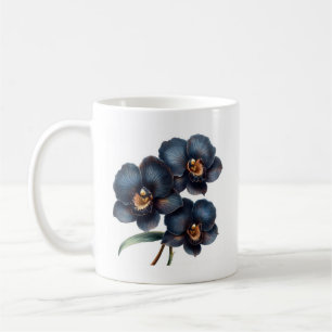 Elegant klassisk svart, orkidékaffe mugg