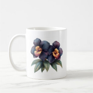 Elegant klassisk svart, orkidékaffe mugg