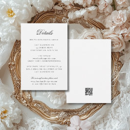 Elegant Klassisk Svart & Vit QR-kod Bröllop Tilläggskort