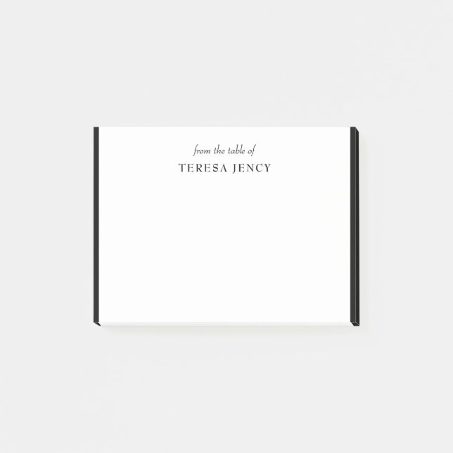 Elegant klassisk svart vit skrivbordsdesign post-it block (Framsida)