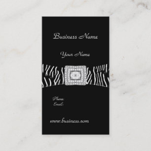 Elegant Klassisk Svart Zebra djur Diamant Visitkort