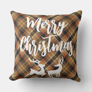 Elegant klassisk tartan plaid God jul hjort Kudde
