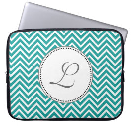 Elegant, klassisk teal och vit chevron zigzag laptop sleeve