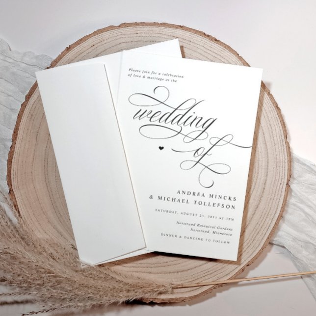 Elegant Klassisk Utsmyckad Svart och Vit Bröllop Inbjudningar (Elegant luxury wedding invitations in black and white)