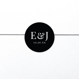 Elegant klassisk vintage-typografi svart bröllop runt klistermärke