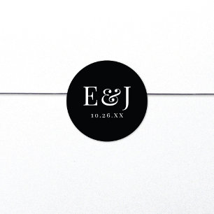 Elegant klassisk vintage-typografi svart bröllop runt klistermärke