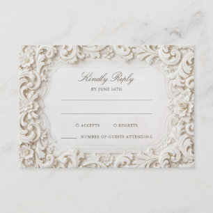 Elegant Klassisk Vit Barock Ram RSVP Tilläggskort
