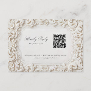 Elegant Klassisk Vit Barocke RSVP med QR-kod Tilläggskort