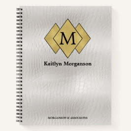 Elegant Klassisk Vit Läder Monogrammerad