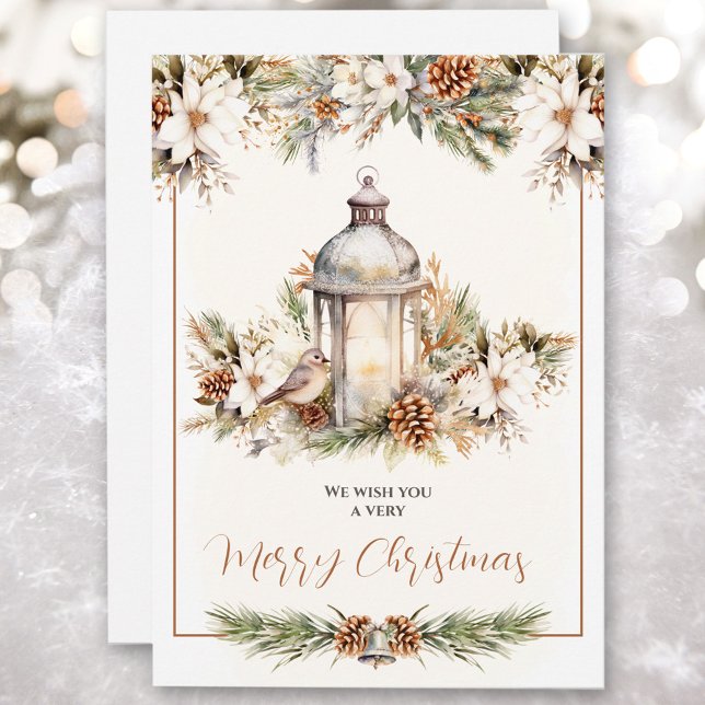 Elegant klassisk vit och krämfärgad julkort meddelande (Elegant Classic White and Cream Christmas Card)