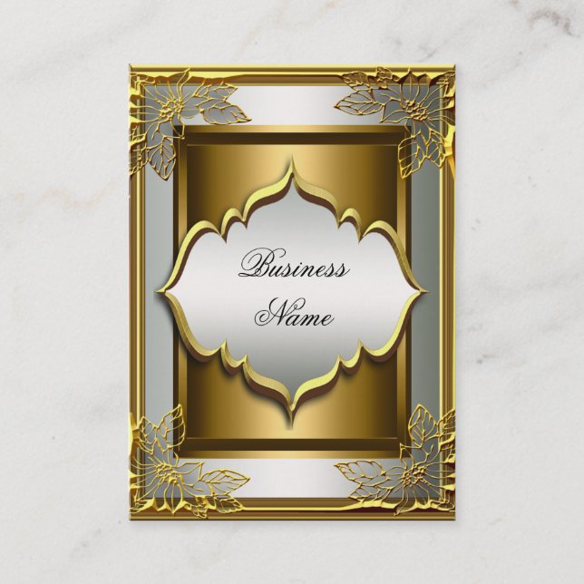 Elegant Klassisk Vit Svart Gammalt Guld Visitkort (Framsida)