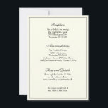 Elegant Klassiskt bröllopsmottagning för elfenben Inbjudningar<br><div class="desc">Anpassa vår elegant och klassiska bröllopsmottagning,  OSA och detaljförslutningskort för elfenben. Alla texter och typsnitt kan ändras. Samordningen av inbjudningar,  förutom datum,  bröllopsfavörer och så vidare,  finns också i vår bröllop-svit i Ro Shoppe.</div>