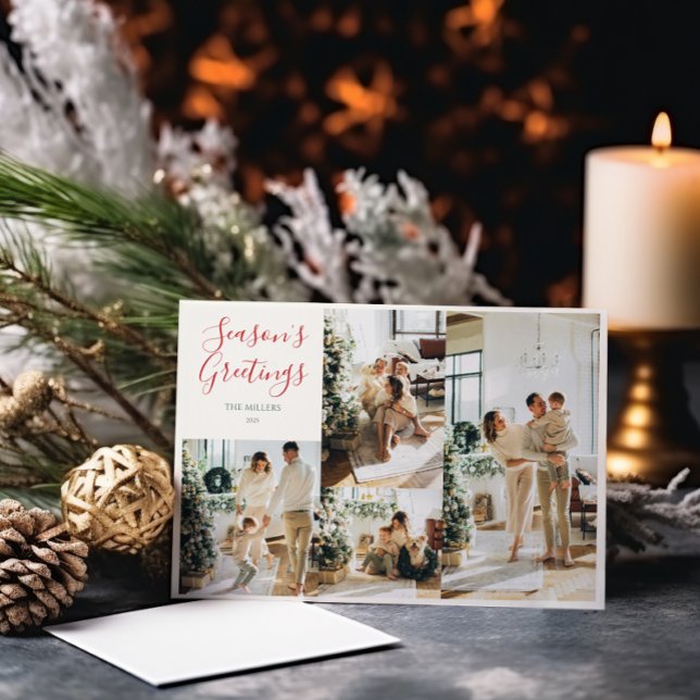 Elegant - klassiskt julfotoport | 4 Foton Julkort (Classic Christmas Elegance photo card — stylish holiday photo greeting for family and friends.)