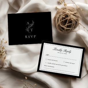 Elegant   Klassiskt monogram-Bröllop OSA Tilläggskort